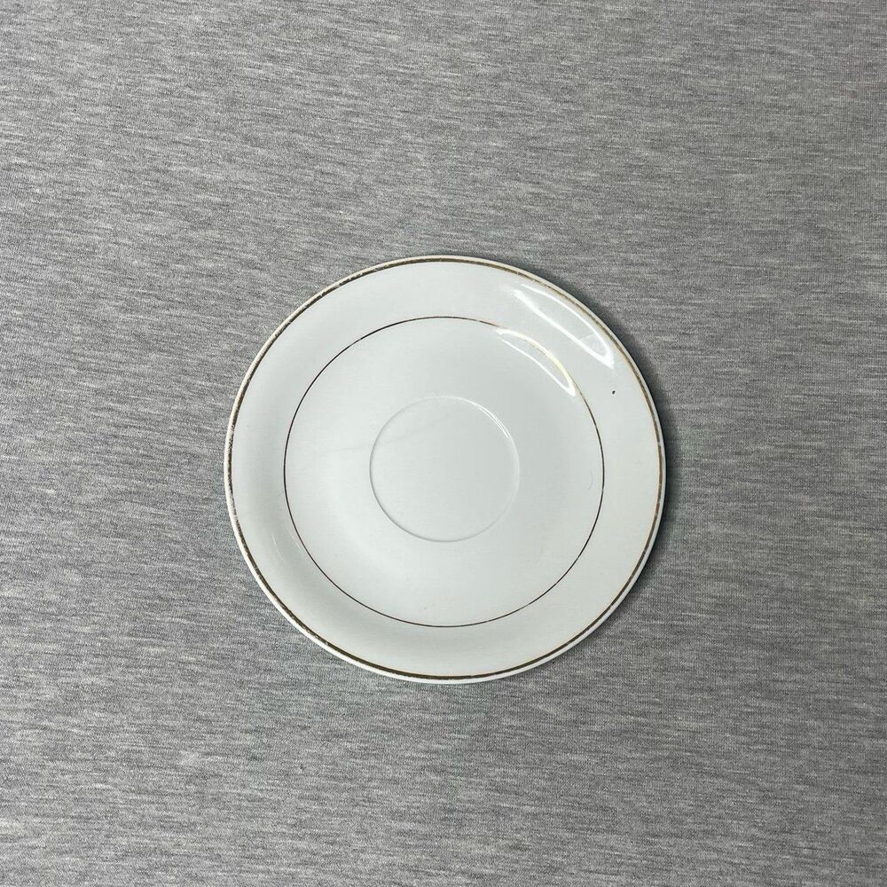 Potter & Smith Vintage Porcelain White Gold Liner Tea Cup Dish Plate